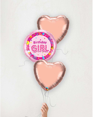 Balloon Bouquet Birthday Girl pink hearts