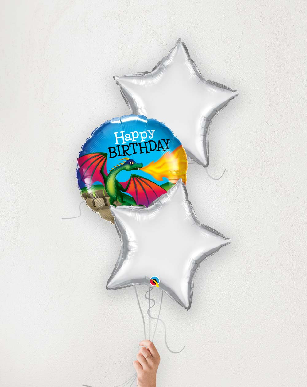 Balloon Bouquet Birthday Dragon silver stars