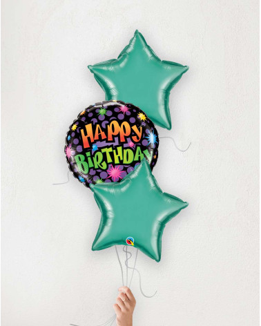 Balloon Bouquet Birthday Disco green stars