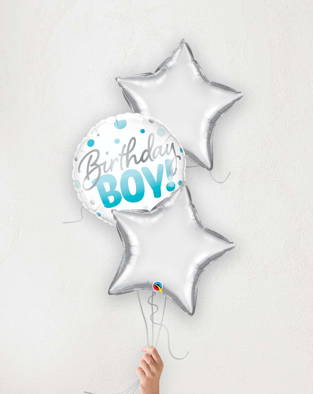 Balloon Bouquet Birthday Boy silver stars