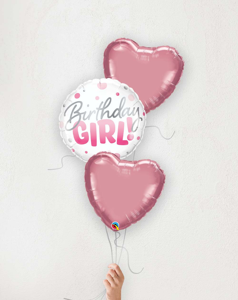 Balloon Bouquet Birthday Girl pink hearts
