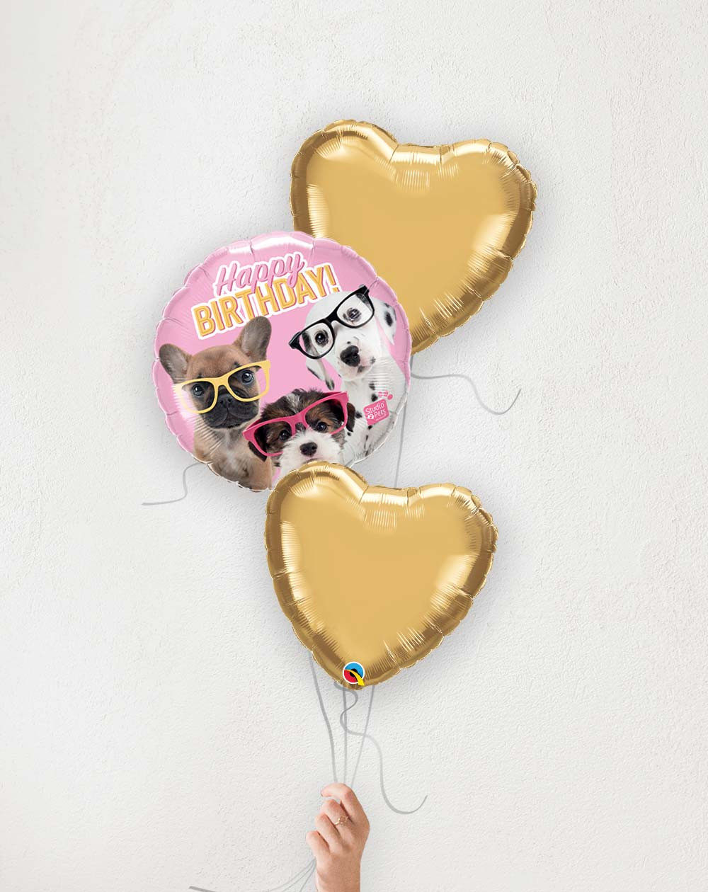 Balloon Bouquet Birthday puppies golden hearts