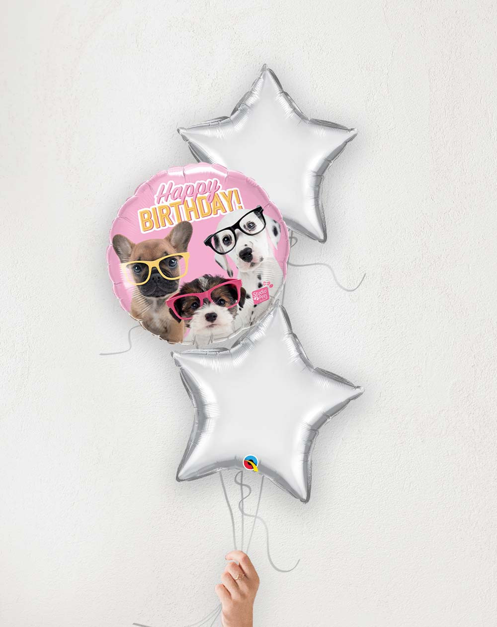 Balloon Bouquet Birthday puppies silver stars