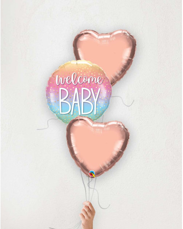 Balloon Bouquet Welcome baby hearts