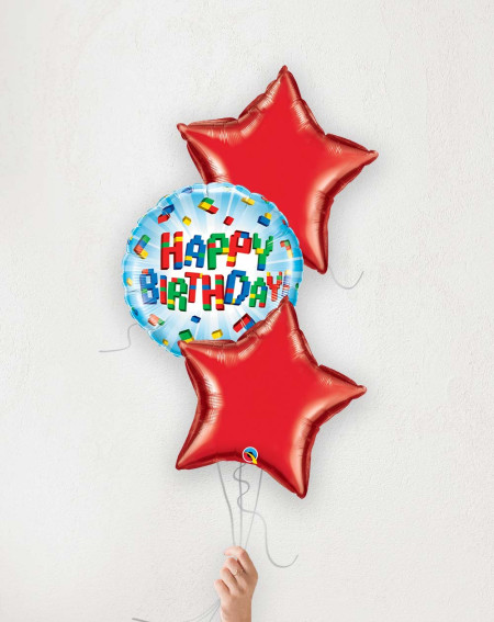 Balloon Bouquet Birthday blocks red stars