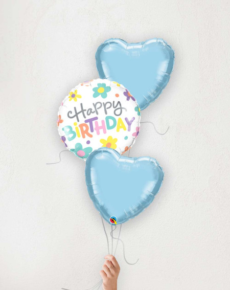 Balloon Bouquet Birthday Flowers and blue hearts
