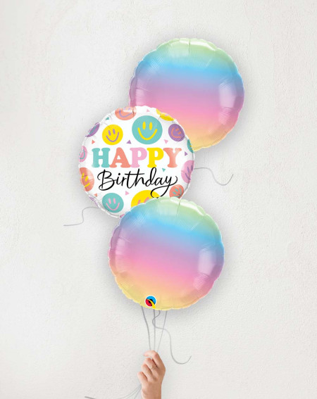 Balloon Bouquet Birthday Happy Faces ombre