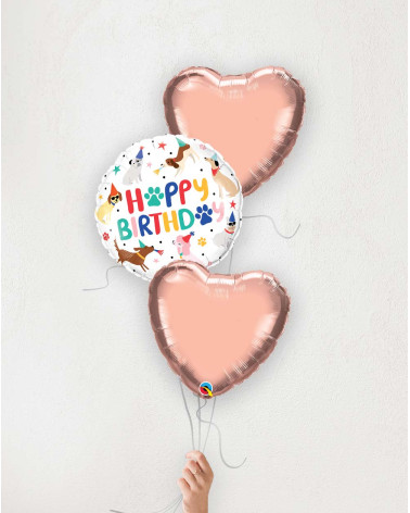Balloon Bouquet Birthday dogs with hearts