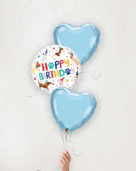 Balloon Bouquet Birthday dogs with blue hearts