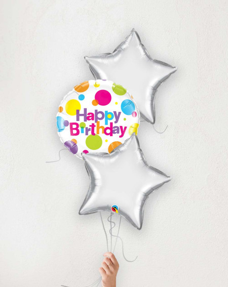 Balloon Bouquet Birthday with silver stars