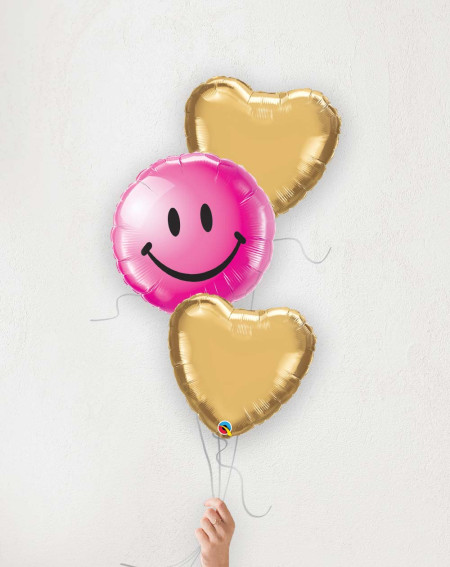 Balloon Bouquet Lucky Face with golden hearts
