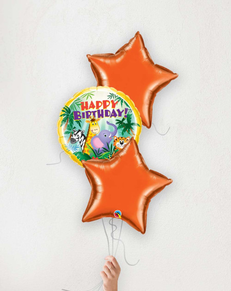Balloon Bouquet Birthday Animals and orange stars