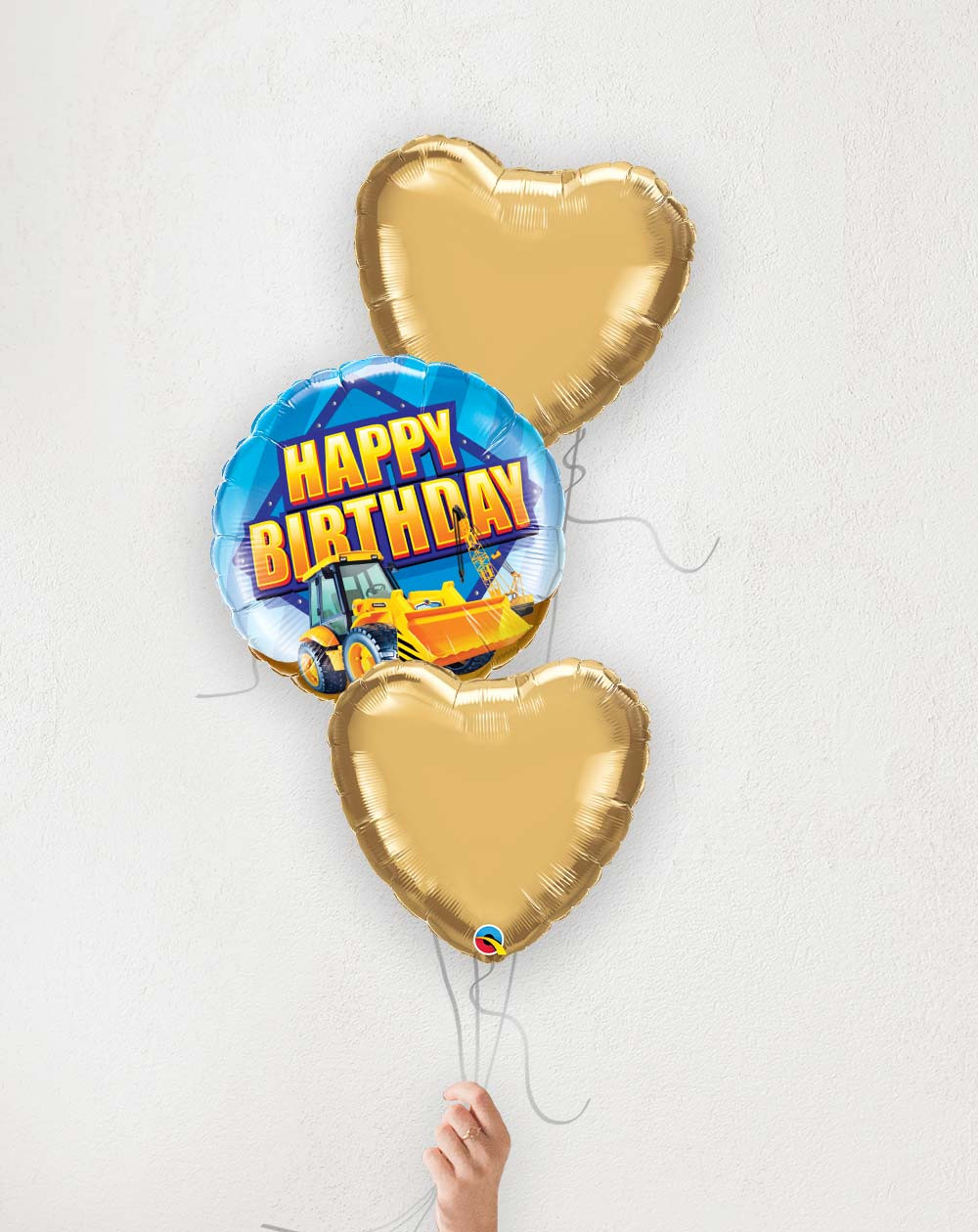 Balloon Bouquet Birthday Tractor and golden hearts