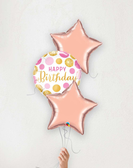 Balloon Bouquet Happy Birthday and pink stars