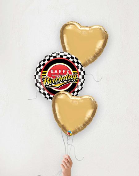 Balloon Bouquet Formula Birthday and golden hearts