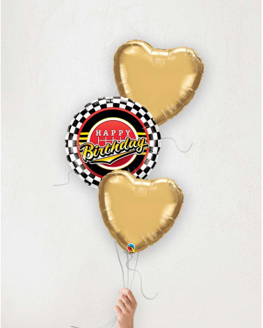 Balloon Bouquet Formula Birthday and golden hearts