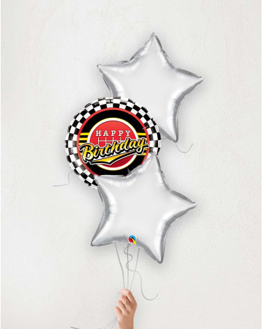 Õhupallibukett Sünnipäeva vormel ja hõbedased tähed