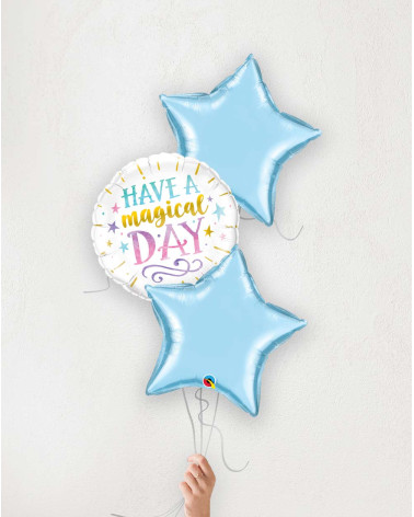 Õhupallibukett Maagiline päev ja sinised tähed