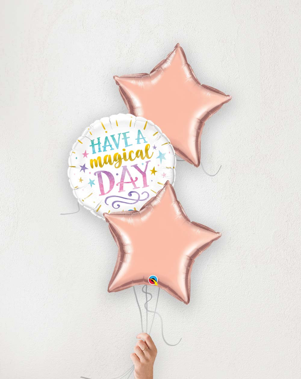 Õhupallibukett Maagiline päev ja roosad tähed