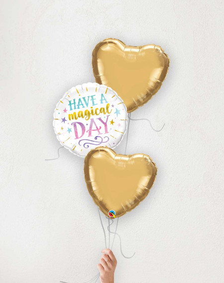 Balloon Bouquet Magical Day and golden hearts