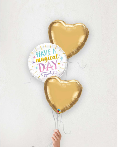 Balloon Bouquet Magical Day and golden hearts