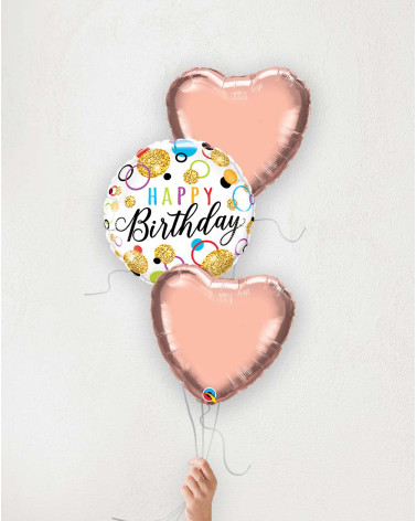 Balloon Bouquet Birthday Circles and hearts