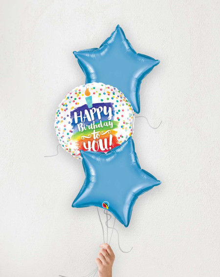 Balloon Bouquet Birthday Candle and blue stars