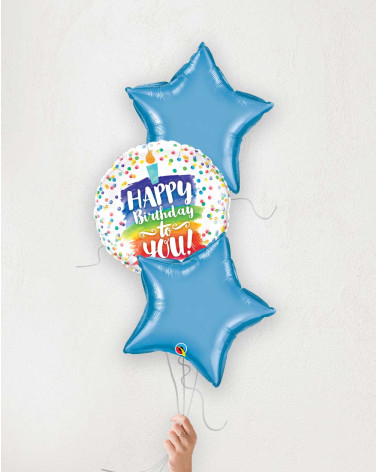 Balloon Bouquet Birthday Candle and blue stars