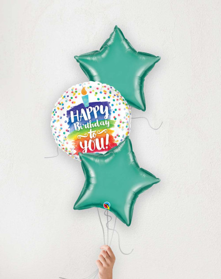 Balloon Bouquet Birthday Candle and green stars
