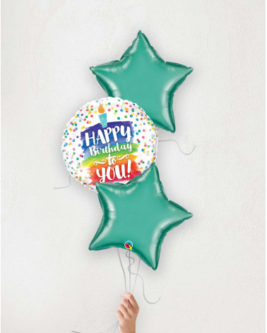 Balloon Bouquet Birthday Candle and green stars