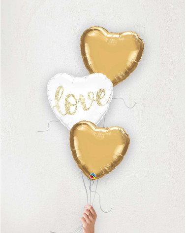 Balloon Bouquet Love and golden hearts