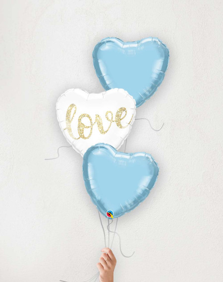 Balloon Bouquet Love and blue hearts