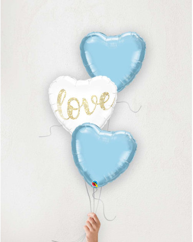 Balloon Bouquet Love and blue hearts