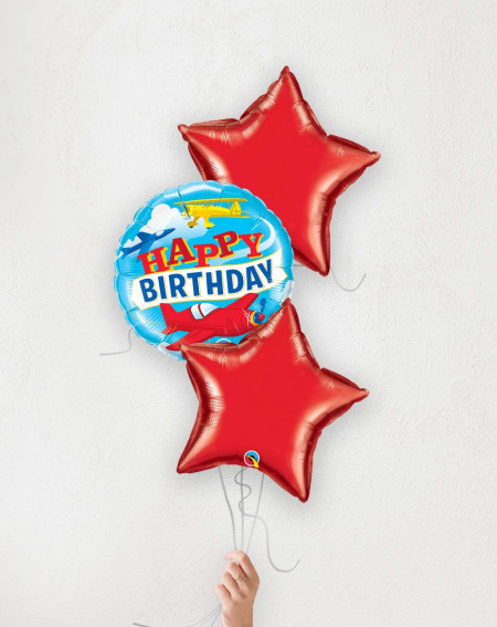 Balloon Bouquet Birthday Airplanes and red stars