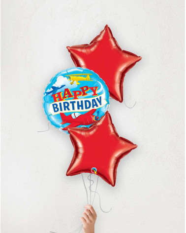Õhupallibukett Sünnipäeva lennukid ja punased tähed