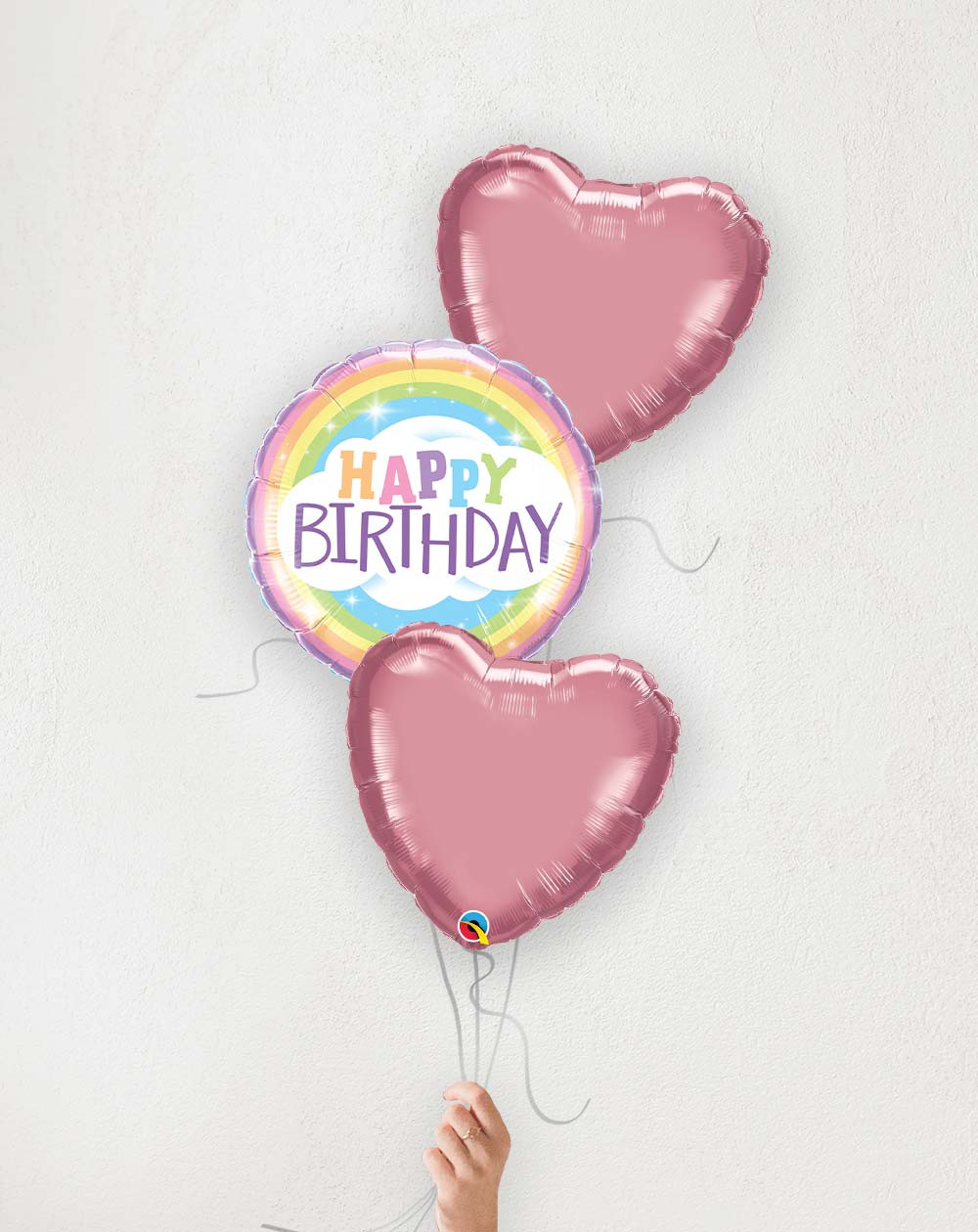 Balloon Bouquet Birthday Clouds and pink hearts