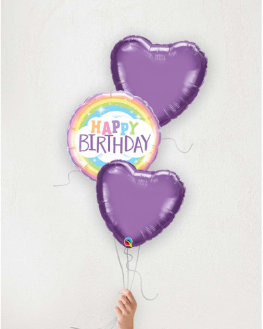 Balloon Bouquet Birthday Clouds and purple hearts