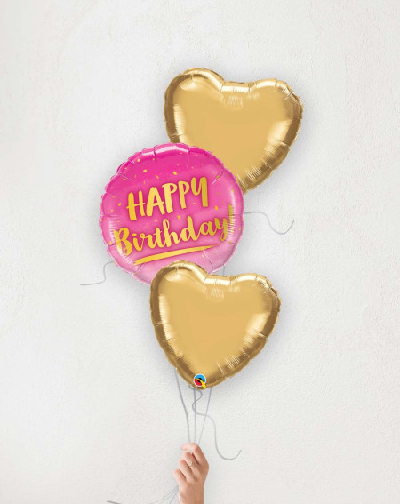 Balloon Bouquet Pink and Golden Birthday
