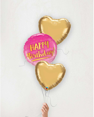 Balloon Bouquet Pink and Golden Birthday