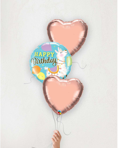 Balloon Bouquet Birthday Llama and hearts