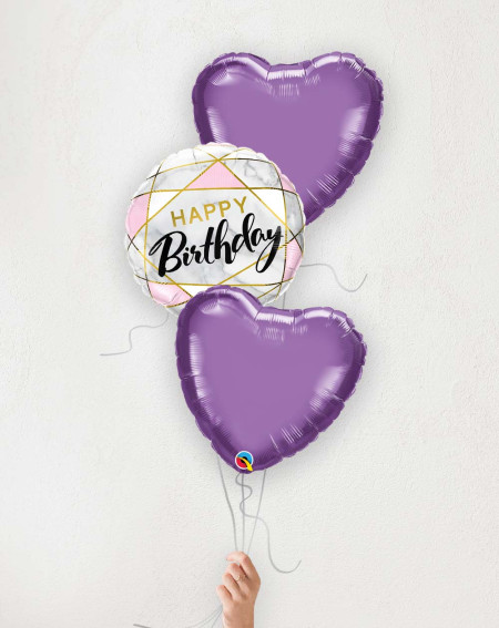Balloon Bouquet Birthday Prism and purple hearts