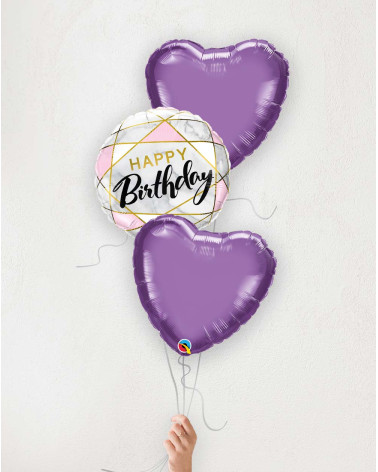 Balloon Bouquet Birthday Prism and purple hearts