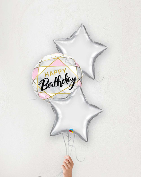 Balloon Bouquet Birthday Prism and silver stars