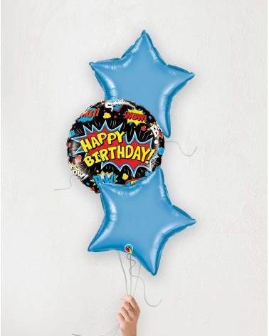 Balloon Bouquet HB WOW and blue stars