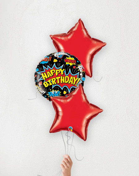 Balloon Bouquet HB WOW and red stars