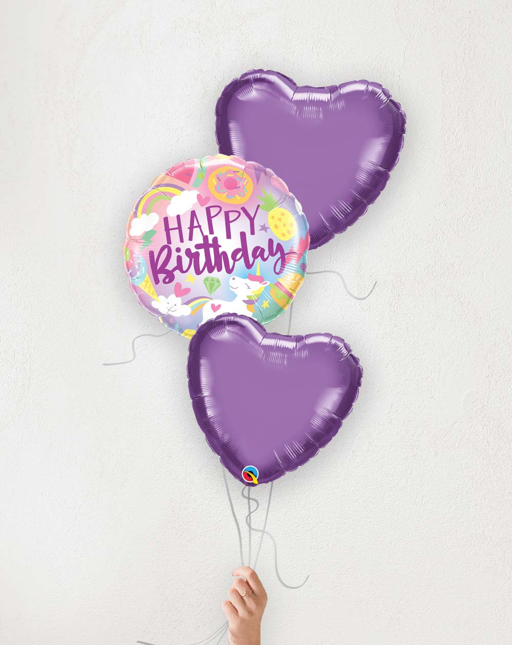 Balloon Bouquet Sweet Birthday and purple hearts