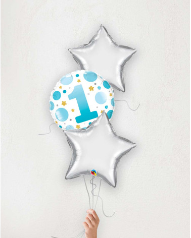 Balloon bouquet Nr 1 blue and silver stars