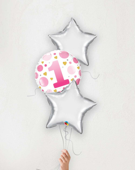 Balloon bouquet Nr 1 pink and silver stars