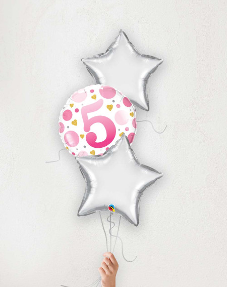 Balloon bouquet Nr 5 pink and silver stars