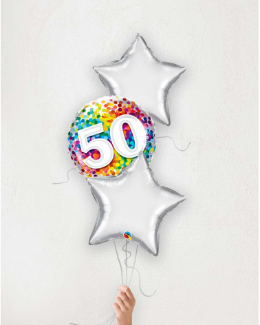 Õhupallibukett Nr 50 ja hõbedased tähed